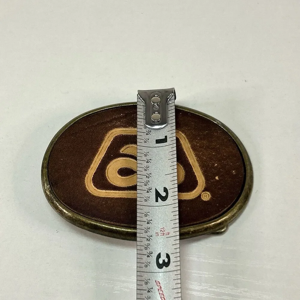 VINTAGE PIONEER SEED COMPANY BELT BUCKLE METAL & LEATHER